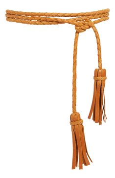 Tassel-accented ties and a braided strap lend Western appeal to this handmade belt that complements both casual and fancier looks. 1/4" width Leather Handmade in Argentina Cognac Belt, Leather Wrap Belt, Handmade Belt, Tassel Belt, Handmade Belts, Rope Belt, Wrap Belt, Perfume Gift Sets, Perfume Gift