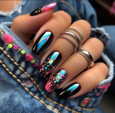 #nail #nailart #art #nails #pin #pinterest #fakenail #fakenails Very Short Nails Design, Festival Nail Ideas, Birthday Manicure, Birthday Nail Ideas, Nails Festival, Glamorous Birthday, Almond Stiletto, Rave Nails, Birthday Nail Designs