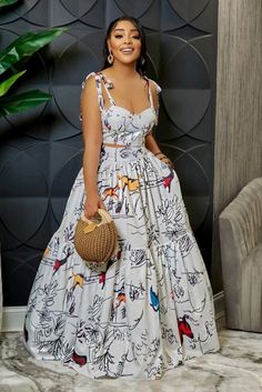 Crop Top And Maxi Skirt, Flowy Maxi Skirt, Strap Crop Top, Tie Crop Top, Classy Dress Outfits, فستان سهرة