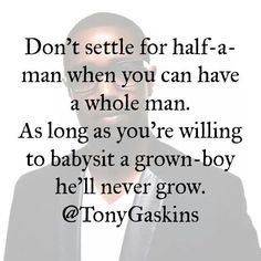 a man in a suit and tie with the words don't settle for half - a