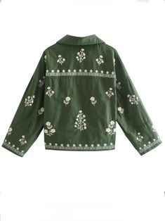 Casual and sophisticated vintage street style. European design. Embroidery soft fabric. V-neckline. Long sleeves. Buttons down closure. Polyester fabric Crop length. Color may be lighter or darker depending of the device it is displayed. Elegant Spring Embroidered Top With Geometric Embroidery, V-neck Top With Floral Embroidery For Winter, Fall Embroidered V-neck Top, Embroidered V-neck Top For Fall, Spring V-neck Top With Geometric Embroidery, Spring Cotton Outerwear With Floral Embroidery, Fall Embroidered Cotton Top, Fall Cotton Top With Intricate Embroidery, Fall Cotton Embroidered Top With Intricate Embroidery