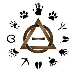 an animal's paw and hand prints are shown in the center of this logo