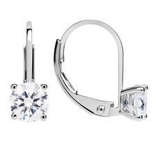 14K Solid White Gold Earrings | Round Cut Cubic Zirconia | Leverback Drop Dangle Basket Setting | .92 CTW | With Gift Box  #gold #jewelry #fashionjewelry #finejewelry #instajewelry #shopaholics #everyday #jewelrygram #elegance #thecaratclub Elegant Diamond Earrings With Lever Back And Round Cut, Round Cut Diamond Earrings With Lever Back For Gift, Formal Round Diamond Earrings With Lever Back, Diamond White Diamond Earrings With Lever Back, White Gold Lever Back Earrings For Anniversary, Round White Diamond Earrings With Lever Back, Round Diamond White Diamond Earrings With Lever Back, White Gold Diamond Earrings With Lever Back, White Gold Round Cut Diamond Earrings With Lever Back