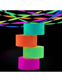 neon colored tape stacked on top of each other