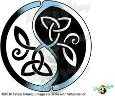 the celtic symbol is shown in black and white, with blue trimmings on it