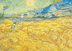 Painting for sale: Vincent van Gogh - Wheat Field Behind Saint-Paul Hospital with a Reaper #132 🖼️ Art Vincent Van Gogh, Van Gogh Landscapes, Wheat Field, Wheat Fields, Screen Saver, Samsung Frame Tv Art, Painting Reproductions, Frame Tv Art