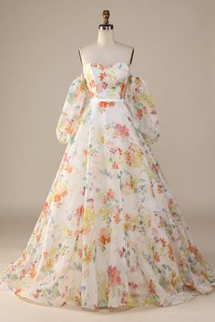 Wedtrend Women Bridal Dress Ivory Floral Ball-Gown/Princess Sweep Train Wedding Dress with Sleeves – WEDTREND Floral Wedding Dress With Sleeves, Colourful Wedding Dress, Wedding Dress With Sleeves, Sweep Train Wedding Dress, Train Wedding Dress, Dress With Sleeves, Ivory Wedding Dress, Wedding Bridesmaid Dresses