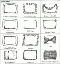 the different types of frames are shown in black and white, as well as some type of