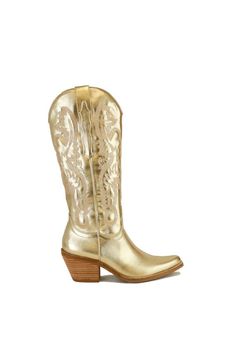 Our bestselling gold metallic cowboy boots are the perfect addition to any fashion-forward cowgirl's wardrobe. These boots are made with premium quality materials and attention to detail, ensuring a comfortable fit and long-lasting durability.The gold color is complemented by the metallic finish, making these boots a true showstopper. The pointed toe and chunky heel add a touch of Western flair, while the comfortable footbed and soft lining ensure all-day comfort.These boots are versatile and ca Metallic Cowboy Boots, Party Bottoms, Cowgirl Look, Straw Bags, Backpack Travel Bag, Western Cowboy Boots, Fall Shopping, The Gold, Western Cowboy