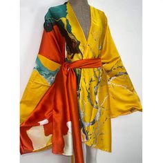 All Inclusive Kimono (Short) Chic V-neck Summer Kimono, Elegant V-neck Kimono For Spring, Flowy V-neck Kimono For Day Out, Flowy Long Sleeve Spring Kimono, Spring Wrap Loungewear Robe, Silk V-neck Summer Robe, Chic Fall Kimono For Loungewear, Flowy Long Sleeve Kimono For Fall, Chic Fall Loungewear Kimono