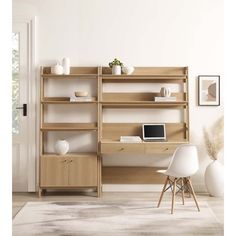 a living room filled with lots of furniture and plants on top of bookshelves