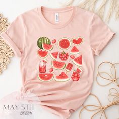 Cute Watermelon Tee, 7 Colors, Summer Shirts for Women, Watermelon Aesthetic Shirts, Cute Summer Shirts, Fun Summer Shirt, Beach Summer Shirt, Cute Shirts For Women, Shirts for Women Trendy, Trendy Summer Shirts, Summer Tees, Summer Tshirts, Tropical Summer Shirts, Fruit Shirt, Foodie Shirts, Fruit Lover Shirt, Summer Vibes Shirts, Fourth of July Tees, Super Fun Summer Shirts, Gift For Mom, Gift For Her, Pink Shirt, Shirts for Girls.  *Our shirts are made to order especially for you. Because of Pink Fruit Print Tops For Summer, Pink Strawberry Print Shirt For Summer, Pink Strawberry Print Summer Shirt, Summer Pink Shirt With Strawberry Print, Red Fruit Print Tops For Summer, Cute Summer Shirt With Strawberry Print, Pink Fruit Print T-shirt For Summer, Trendy Pink Tops With Fruit Print, Trendy Pink Top With Fruit Print