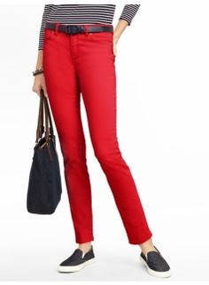 Slimming Heritage Colored Denim Ankle Jeans love the red. Office Dresses Style, Teaching Outfits, Plus Size Petite, Sale Clothing, Cruise Outfits, Office Dress, Versatile Outfits, Colored Pants, Weekend Style