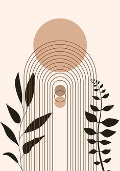 an abstract illustration with lines and plants