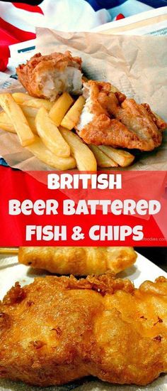 the british beer battered fish and chips are ready to be eaten at this eatery