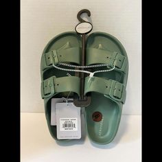 Step Into Summer With These Nwt Aerosols Women's Sandals. The Slip-On Style And Solid Pattern Make Them Easy To Pair With Any Outfit. The Low Block Heel Provides Comfort For All-Day Wear While The Cushioned Features Ensure A Soft Landing. These Sandals Come In A Beautiful Green Color And Are Made Of Polyurethane For Durability. The Adjustable Strap Allows For A Secure Fit And The Slip-On Closure Makes Them Easy To Put On And Take Off. Perfect For Spring And Summer, These Sandals Are A Must-Have Low Block Heels, Put On, Pattern Making, Women's Shoes Sandals, Adjustable Straps, Green Colors, Block Heels, Shoes Sandals, Womens Sandals