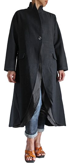 ChomThong Hand Woven Cotton Layered like Long Coat par SawanAsia Long Cotton Outerwear With Buttons, Casual Black Full-length Outerwear, Black Linen Outerwear For Fall, Black Linen Winter Outerwear, Lathe Tools, Crimping Tool, Crimping, Woven Cotton, Lathe