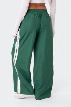 PRODUCT INFO Track pants Side stripe detail Drawstring waistband Nylon fabric Polyester Model wears size S Model height is 5'8 Item care: Wash with similar color Green Nylon Long Pants, Green Streetwear Sweatpants With Ribbed Waistband, Green Adidas Sporty Pants, Green Track Pants, Sporty Green Pants With 4-way Stretch, Black Women Business Attire, Fall Festival Outfit, Italian Summer Outfits, Skirt Outfits Summer