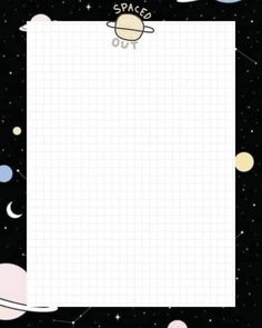 a space themed paper with planets and stars in the background