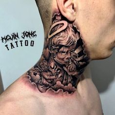 a man with a tattoo on his neck