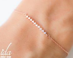 Rose Gold Bracelet - Minimalist Jewelry - Charm Bracelet - Bracelets For Women - Handmade Jewelry  - Minimalist Adjustable Diamond Bracelet Gift, Adjustable Rose Gold Diamond Bracelet For Everyday, Minimalist Rose Gold Chain Bracelet As Gift, Simple Rose Gold Jewelry For Bridesmaid Gift, Minimalist Rose Gold Bracelet For Bridesmaid Gift, Simple Rose Gold Bracelets For Everyday, Rose Gold Everyday Bracelets With Simple Design, Rose Gold Bracelets With Simple Design For Everyday, Minimalist Rose Gold Chain Bracelet For Friendship