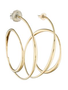 Jordan Schlanger Spiral Earrings - Gold, 18K Yellow Gold Hoop, Earrings - JOR20015 | The RealReal Alhambra Ring, Chanel Flower, Multi Strand Pearl Necklace, Chanel J12, Flower Diamond Ring, Trinity Ring, Chanel Camellia, Jewelry Chanel, Elephant Ring