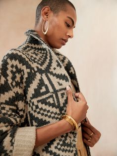 Heritage Jacquard Cardigan | Banana Republic Geometric Cardigan, I Fall To Pieces, Jacquard Cardigan, The Sheep, Heritage Fashion, Jacquard Pattern, Fair Isle Sweater, Style Cardigan, Cozy Fashion