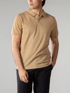 These Aurélien Egyptian Cotton Polo Shirt Beige for Men XL symbolize Mediterranean style and ultimate comfort. A combination of traditional details and a contemporary twist. This model is made in  . The  Polo Shirts are made entirely by hand in Italy. For exclusive, luxurious and handmade Italian Polo Shirts you've come to the right place at Aurélien! Shirt Outfit Men, Beige T Shirts, Outfits Hombre, Pique Polo Shirt, Cotton Polo Shirt, Tshirt Outfits, Mediterranean Style, Khaki Color, Cotton Polo