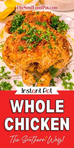 the cover of instant pot whole chicken