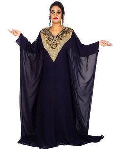 Beautiful 😉 Trendy V neck Jacket Style embroidered kaftan Navy Blue 👗 Buy latest Kaftan which are made up from best quality fabrics with latest styles from our large collections at https://bit.ly/3eafqPe Shop Now : https://bit.ly/352JR8a Buy online @ $70 #womenskaftandress #kaftanclothing #designerkaftandresses #dubaikaftan #formalkaftandress #arabicattire #caftan New Hijab Style, Kids Kaftan, Embroidered Kaftan, Kurta Cotton, Net Lehenga, Moroccan Caftan, Islamic Clothing, Hip Dress, Kaftan Dress