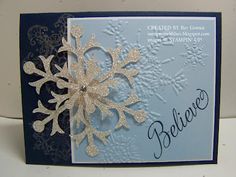 a card with snowflakes on it that says believe