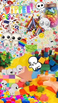 an image of a bunch of toys in the background with words happy birthday on it