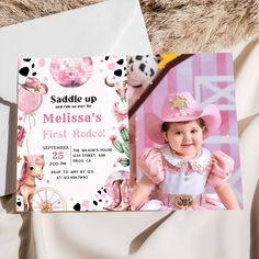 First Rodeo Wild West Cowgirl Birthday Photo Invitation Wild West Cowgirl, First Rodeo, Photo Birthday Invitations, Cowgirl Birthday, Photo Invitations, Girl First Birthday, Birthday Photo, 2nd Birthday Parties, Birthday Photos