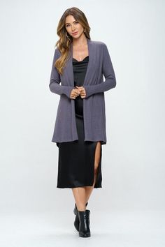 Made in USA Brushed Knit Drape Front Cardigan with Cashmere Feel. *Covers hips* Available in other Colors. Fabric content: 97% Rayon, 3% Spandex. Style: casual, work, formal Print / Pattern: solid Silhouette: cardigan, jacket Fit: regular Sleeve: longsleeve Lining: NO Made In: Made in U.S.ASize Measurement (inch): XL: 21.5 (Bust), 23.0 (Waist), 27.0 (Hips), 35.0 (Length) 2XL: 22.5 (Bust), 24.0 (Waist), 28.0 (Hips), 35.5 (Length) 3XL: 23.5 (Bust), 25.0 (Waist), 29.0 (Hips), 36.0 (Length) Draped Cardigan, Dress Night Out, Rose Hill, Work Formal, Drape Cardigan, Curvy Dress, Night Out Dress, Fashion Gallery, Denim Leggings