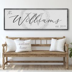 Tailored Canvases | Family Sign wall art of curved black name and faded logo on classic white canvas with wooden black frame. Board Sayings, Personalized Signs Family, Kitchen Porch, Canvas For Living Room, Fireplace Kitchen, Established Family Signs, Living Room Fireplace, Family Wall Art, Custom Wall Decor