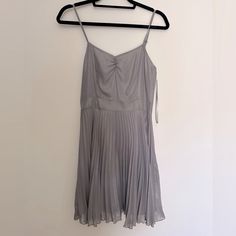 Nwt Topshop Party Dress. Side Zipper, Shiny Silver, Pleated With Spaghetti Straps. Party Sundress With Adjustable Straps, Midi Length, Sleeveless Pleated Party Sundress, Sleeveless Pleated Sundress For Party, Pleated Sleeveless Party Sundress, Midi Length Sundress With Adjustable Straps For Party, Summer Party A-line Slip Dress, Spring Party A-line Slip Dress, Spring A-line Slip Dress For Party, Casual Party Dress With Adjustable Straps