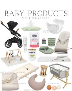 baby products are shown with the names and numbers on them, including an infant's crib