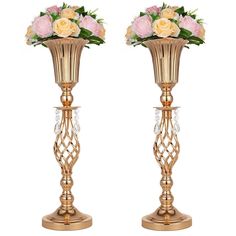 PRICES MAY VARY. PACKAGE INCLUDES: 2× 59cm/23.2" height gold trumpet vase. The base diameter is 6.29"/ 16cm wide.(Artificial flower are not included). It is a gorgeous centerpiece.（Due to lighting problems and monitor problems, as well as different product batches, the color may be different from the real product you received. Please don't mind, the real product is more beautiful.） PERFECT DÉCOR: Add sparkle to your wedding banquets, proms, birthdays, baby showers, anniversaries, Valentine's Day Centerpieces For Party, Birthday Home Decoration, Wedding Flower Stand, Event Centerpieces, Gold Centerpieces, Event Centerpiece, Gorgeous Centerpieces, Wedding Reception Centerpieces, Reception Centerpieces