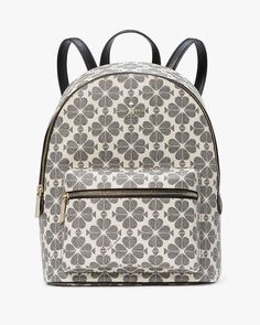 Signature Spade Flower Backpack | Kate Spade Outlet Trendy Kate Spade Standard Backpack, Coated Canvas Backpack With Removable Pouch, Trendy Kate Spade Backpack, Standard Backpack In Coated Canvas With Removable Pouch, Coated Canvas Backpack, Kate Spade Backpack With Removable Pouch, Kate Spade Backpack With Zipper Closure, Kate Spade School Backpack With Adjustable Strap, Kate Spade School Backpack