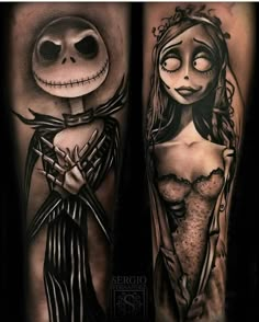 Kelly Doty, Skellington Tattoo, Corpse Bride Tattoo, Bride Tattoo, Tattoo Couple