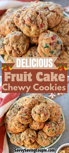 delicious fruit cake chewy cookies on a plate