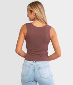 Free People Clean Lines Cropped Muscle Cami - Purple XS/S, Women's Chocolatemerlot Seamless fitted scoop neck cami Attached shelf bra Bust measures 24 on size XS/S Body length 17 3/4 on size XS/S. 92% Nylon 8% Spandex. Machine wash cold gentle cycle. Non-chlorine bleach. Lay flat to dry.. Measurements: Bust -Fullest part of bust with arms at sides. Waist -Circumference of natural waist: above belly button below rib cage. Hips -Standing with feet together fullest part of hips. WOMEN'S TOP SIZE CO Brown Fitted Cami Tank Top, Fitted Sleeveless Bra-friendly Tank Top, Brown Fitted Tops With Built-in Bra, Brown Fitted Tank Top, Brown Stretch Cami Tank Top, Brown Stretch Seamless Tank Top, Brown Stretch Tank Top, Fitted Seamless Crop Top Camisole, Stretch Brown Cami Top