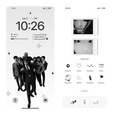 an iphone screen with the image of men in suits on it and other icons above them