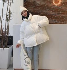 FREE SHIPPING Winter Jacket Women Stand Collar Loose Down Jacket Black White Oversize Parka Plus Size Winter Coat Women Female Casual Outwear JKP2803 Oversized Long Sleeve Puffer Outerwear, Oversized White Winter Outerwear, Oversized Winter White Puffer Outerwear, Oversized Winter White Outerwear For Cold Weather, Trendy Winter White Outerwear With Pockets, Oversized White Puffer Outerwear, Oversized Long Sleeve Puffer Jacket For Fall, Trendy White Long Coat Outerwear, Trendy White Long Coat