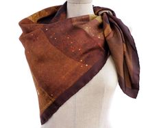 Silk Twill Scarf, Pangolin and Pangopup Print, Brown, Beige, Taupe Hues, Original Design, Made In Italy, Hand Rolled Brown Silk Scarves For Fall, Brown Silk Scarf, Elegant Brown Silk Scarf One Size, Luxury Brown Pashmina Scarf, Elegant Rectangular Brown Silk Scarf, Brown Bohemian Silk Scarves, Luxury Brown Silk Scarf, Silk Twill Scarf, Silk Set