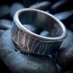 This is a hand forged ring-- no two are alike-- it's really fun for ME to start with a flat strip of metal and end up with one of these-- made just for YOU! Approximately 3/8" wide Hand Forged, Band Rings, Jewelry Rings, Band, Sterling Silver, Silver