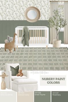 a baby's nursery room with neutral colors