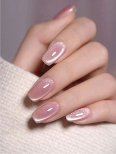 1pc 10ml Nail Gel Polish, Jade Vinyl With Nude Pink And Gemstone Cat Eye Effect, Trendy And Universal, For Nail Salon's Use, 2024 Collection | SHEIN USA Desain Salon Kuku, Unghie Sfumate, Cat Eye Nails Polish, Velvet Nails, Eye Nails, Purple Nail, Cat Eye Nails, White Nail, Nails Polish