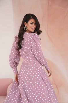 Fitted Long Sleeve Polka Dot Maxi Dress, Fitted Feminine Polka Dot Dress, Feminine Fitted Polka Dot Dress, Fitted Polka Dot Feminine Dress, Polka Dot Long Sleeve Dress With Ruffles, Spring Polka Dot Mini Dress, Elegant Polka Dot Knee-length Mini Dress, Fitted Polka Dot Midi Mini Dress, Chic Fitted Polka Dot Dress