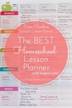 the best homeschool lesson planner with coupon code on it and an apple